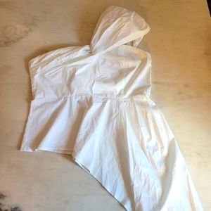 One Shoulder White Sweetheart Blouse